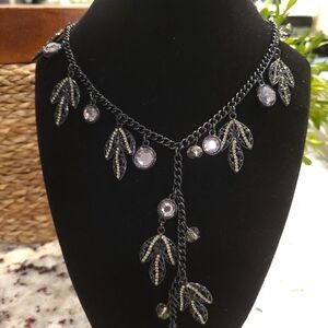 Simply Vera Vera Wang - Black Necklace with Silver Leaf and Crystal Accents